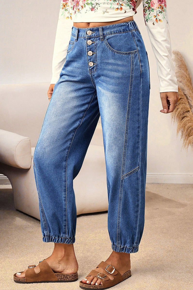 Casual Straight-Leg Buttoned Jeans
