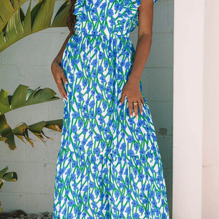 Floral Square Neck Ruffled Strap Dress