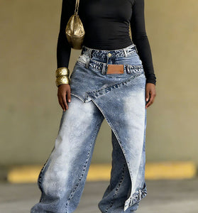Innovative Layered Straight Denim Jeans