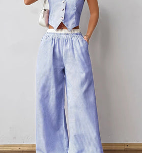 Striped Sleeveless Vest and Pants Set