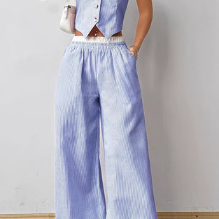 Striped Sleeveless Vest and Pants Set