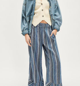 Striped Wide-Leg Casual Pants