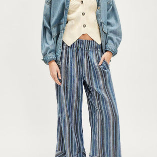 Striped Wide-Leg Casual Pants