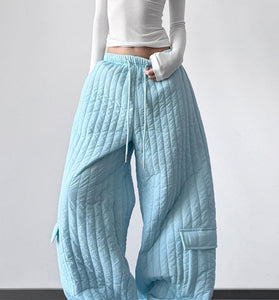 Quilted Wide-Leg Casual Pants