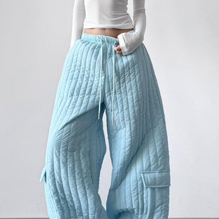 Quilted Wide-Leg Casual Pants