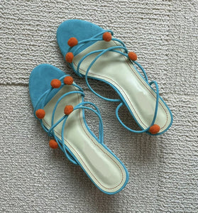 Pom Pom Strappy Sandals
