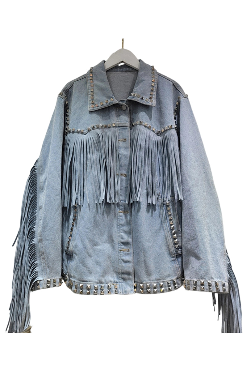 Fringe Studded Denim Jacket