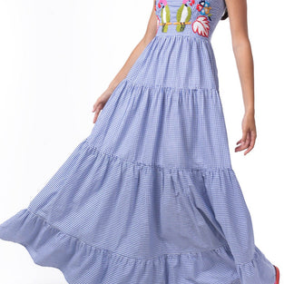 Plaid Parrot Print Maxi Dress