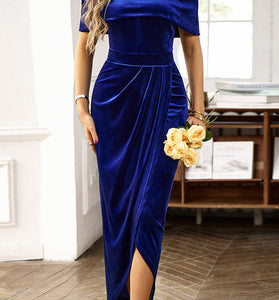 Off-Shoulder Ruched Midi Dress