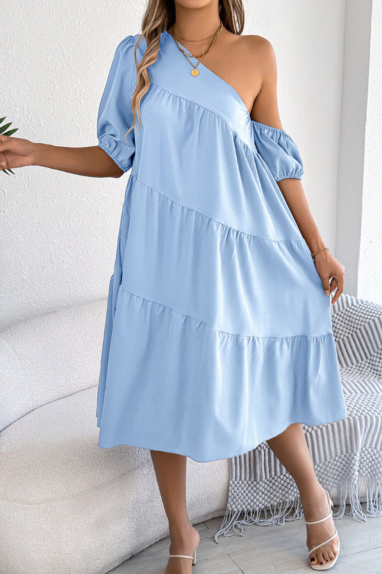 One-Shoulder Casual Midi Dress