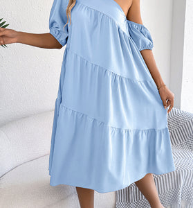 One-Shoulder Casual Midi Dress