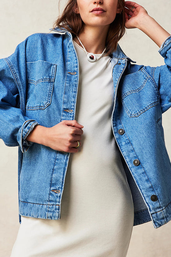 Oversized Denim Jacket with Pocket Detail