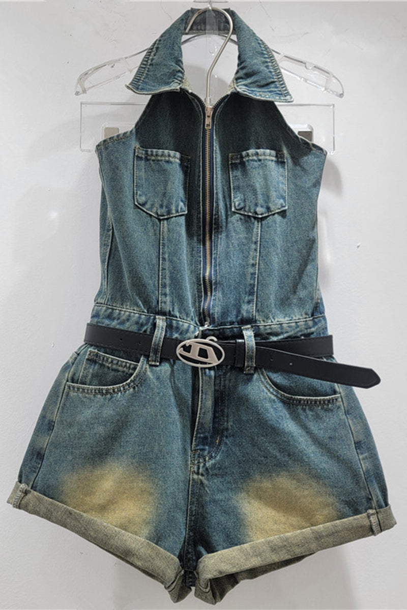 Chic Denim Sleeveless Romper