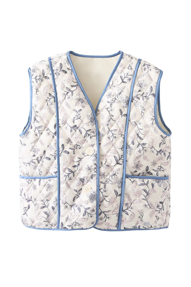 Floral Quilted Sleeveless Vest