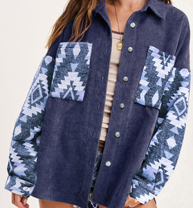 Geometric Pattern Button-Up Jacket