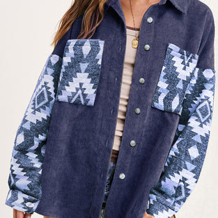 Geometric Pattern Button-Up Jacket