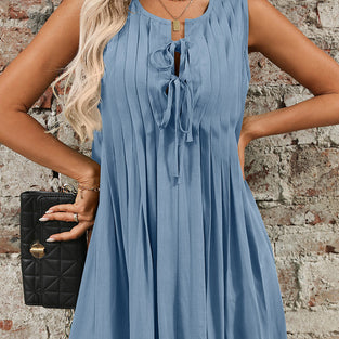 Sleeveless Pleated Casual Dress