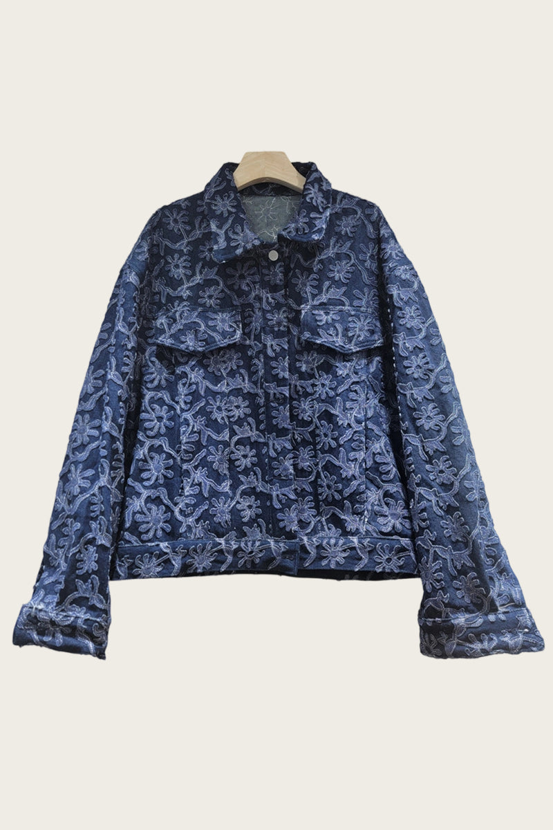 Floral Pattern Denim Jacket