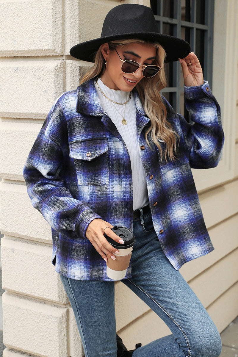Classic Button-Up Plaid Jacket