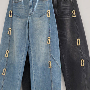 Embellished Barrel Jeans