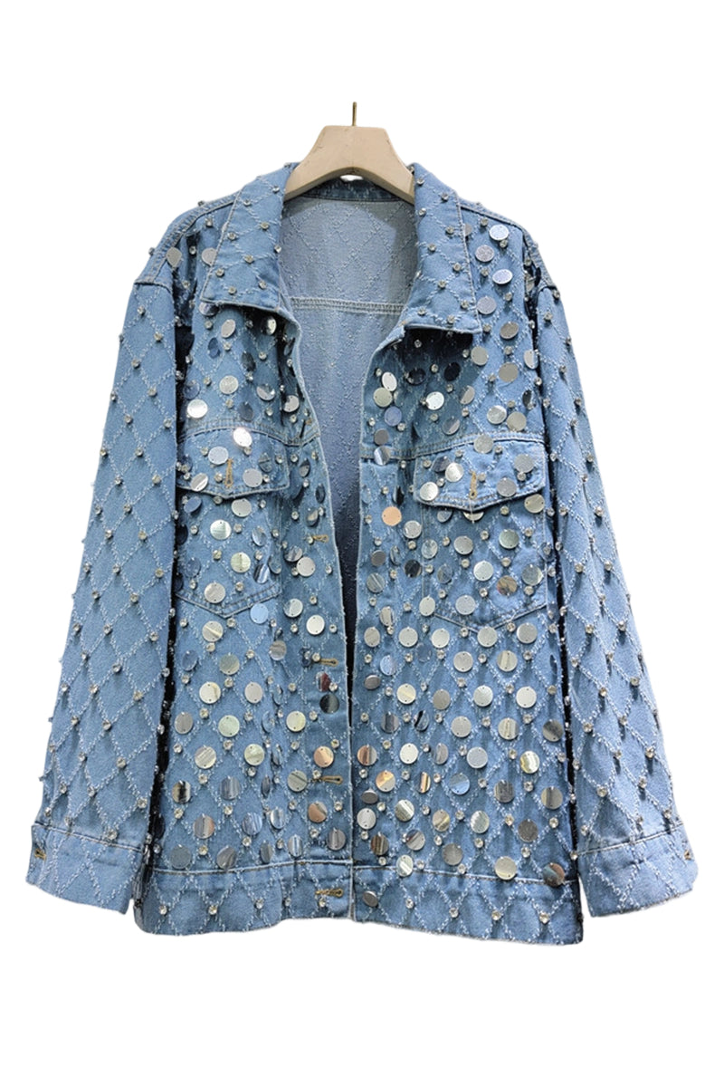 Sequin Embellished Denim Jacket
