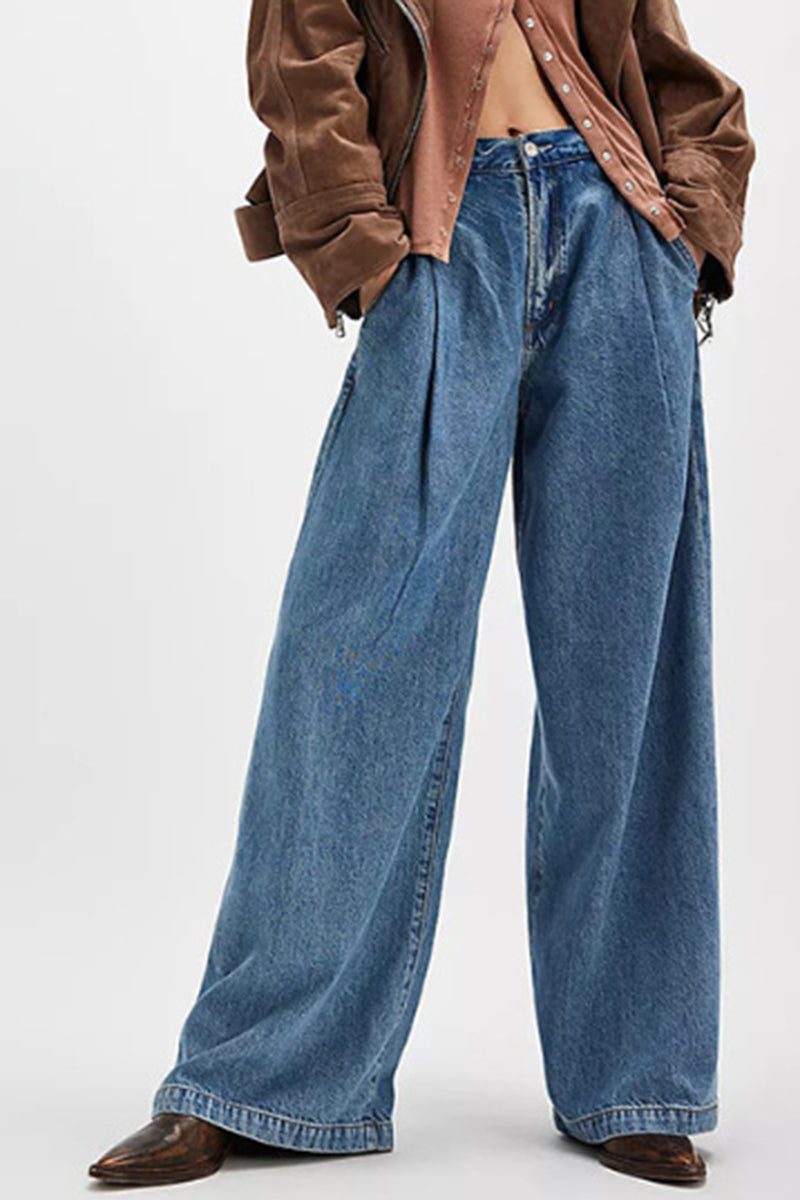 Chic Wide Leg Denim Jeans