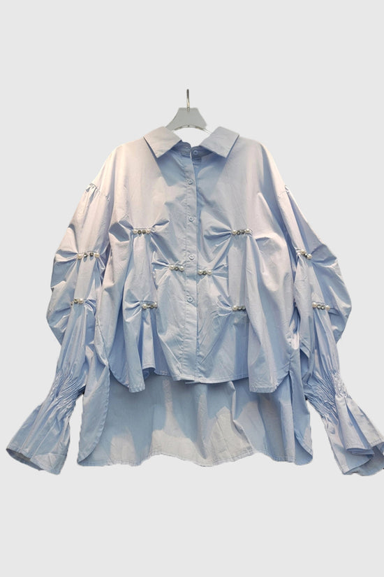 Pearl Accented Puff Sleeve Blouse
