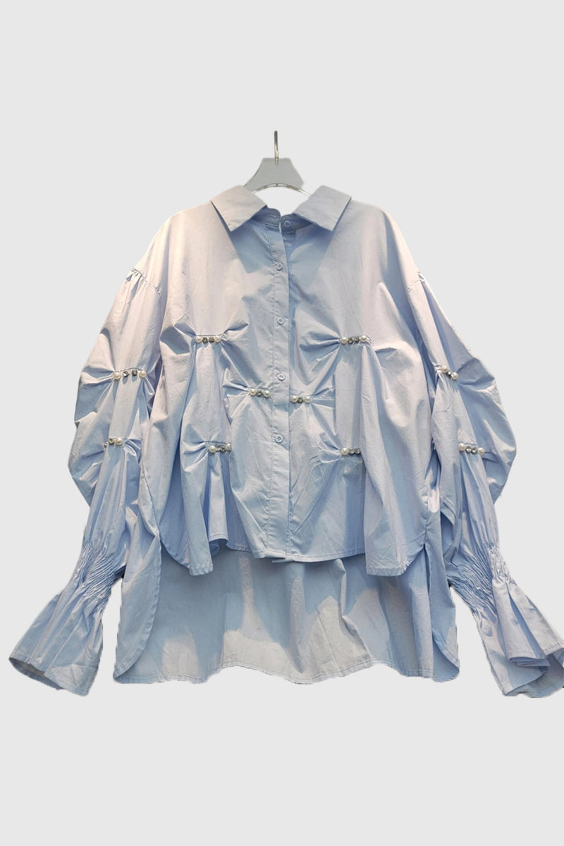 Pearl Accented Puff Sleeve Blouse