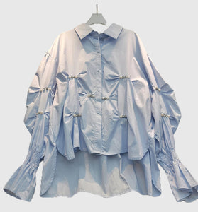 Pearl Accented Puff Sleeve Blouse