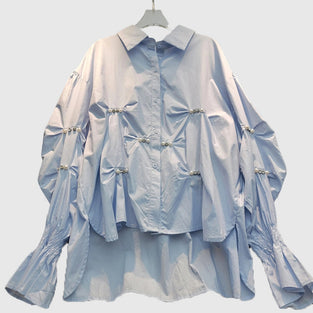 Pearl Accented Puff Sleeve Blouse