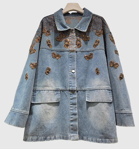 Butterfly Motif Denim Jacket