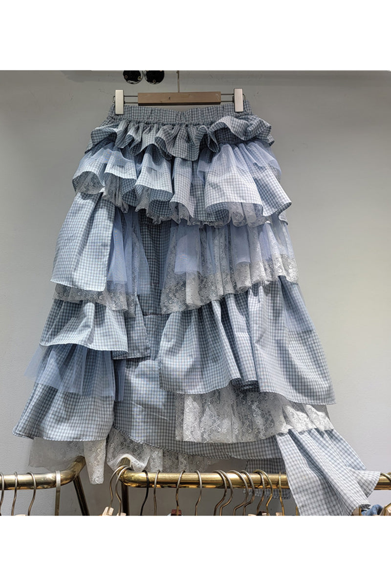Layered Ruffle Midi Skirt