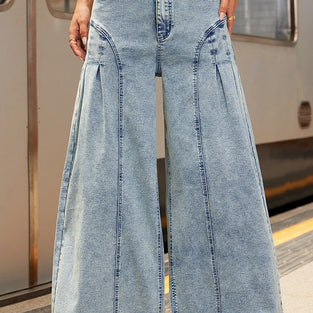 High-Waist Wide Leg Denim Jeans