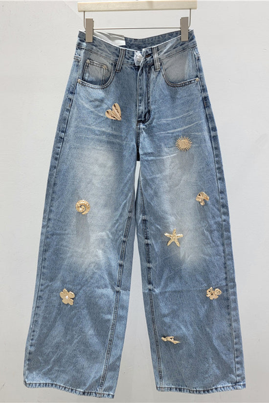 Embellished Straight Jeans