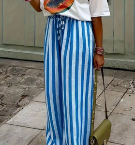 Striped Wide-Leg Casual Pants