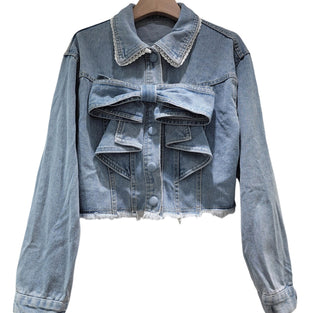 Bow-Embellished Denim Jacket