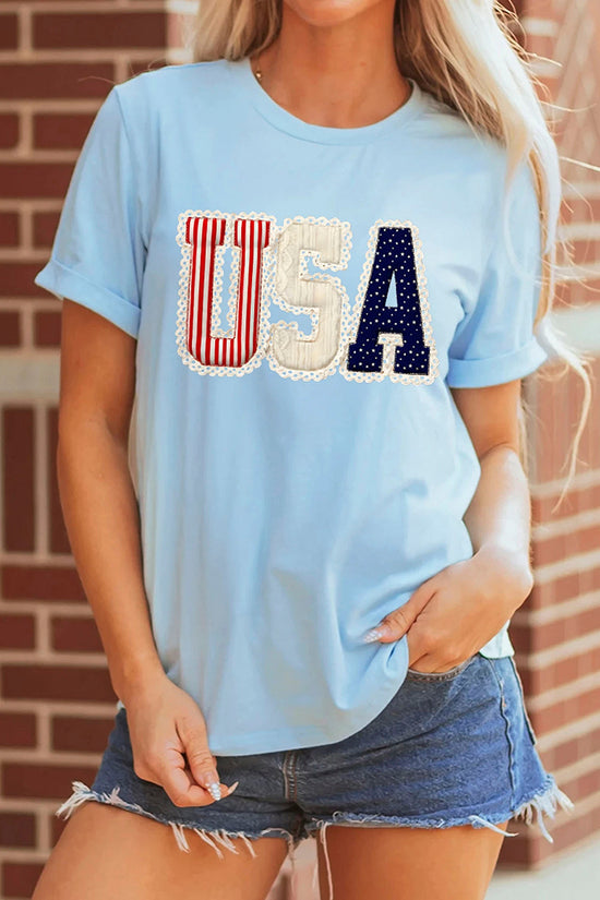 USA Patriotic Printed T Shirt