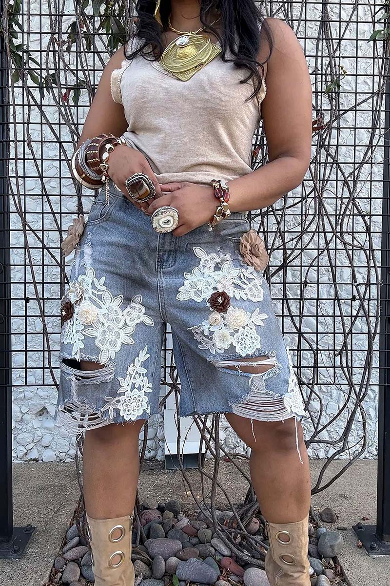 Distressed Denim Shorts