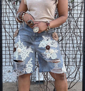 Distressed Denim Shorts