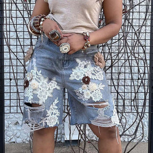 Distressed Denim Shorts