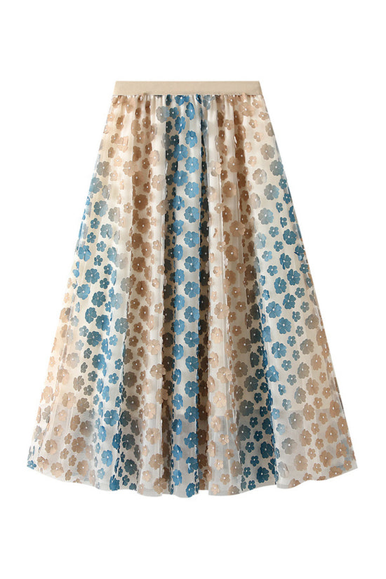 Floral Overlay Flowing Skirt