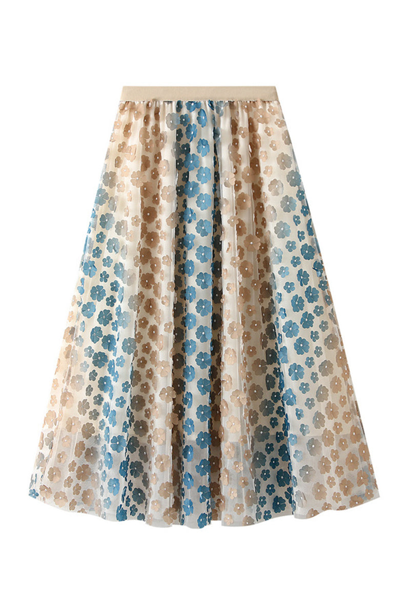 Floral Overlay Flowing Skirt