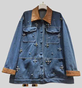 Embellished Button-Up Denim Jacket