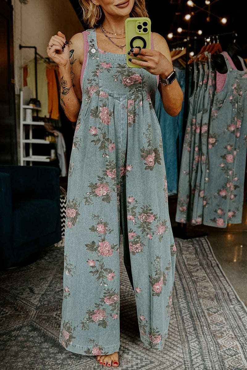 Floral Wide-Leg Sleeveless Jumpsuit