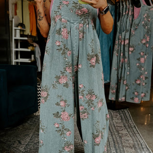 Floral Wide-Leg Sleeveless Jumpsuit