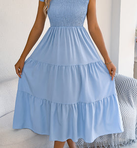 Ruffle Sleeve Smocked Midi Dress