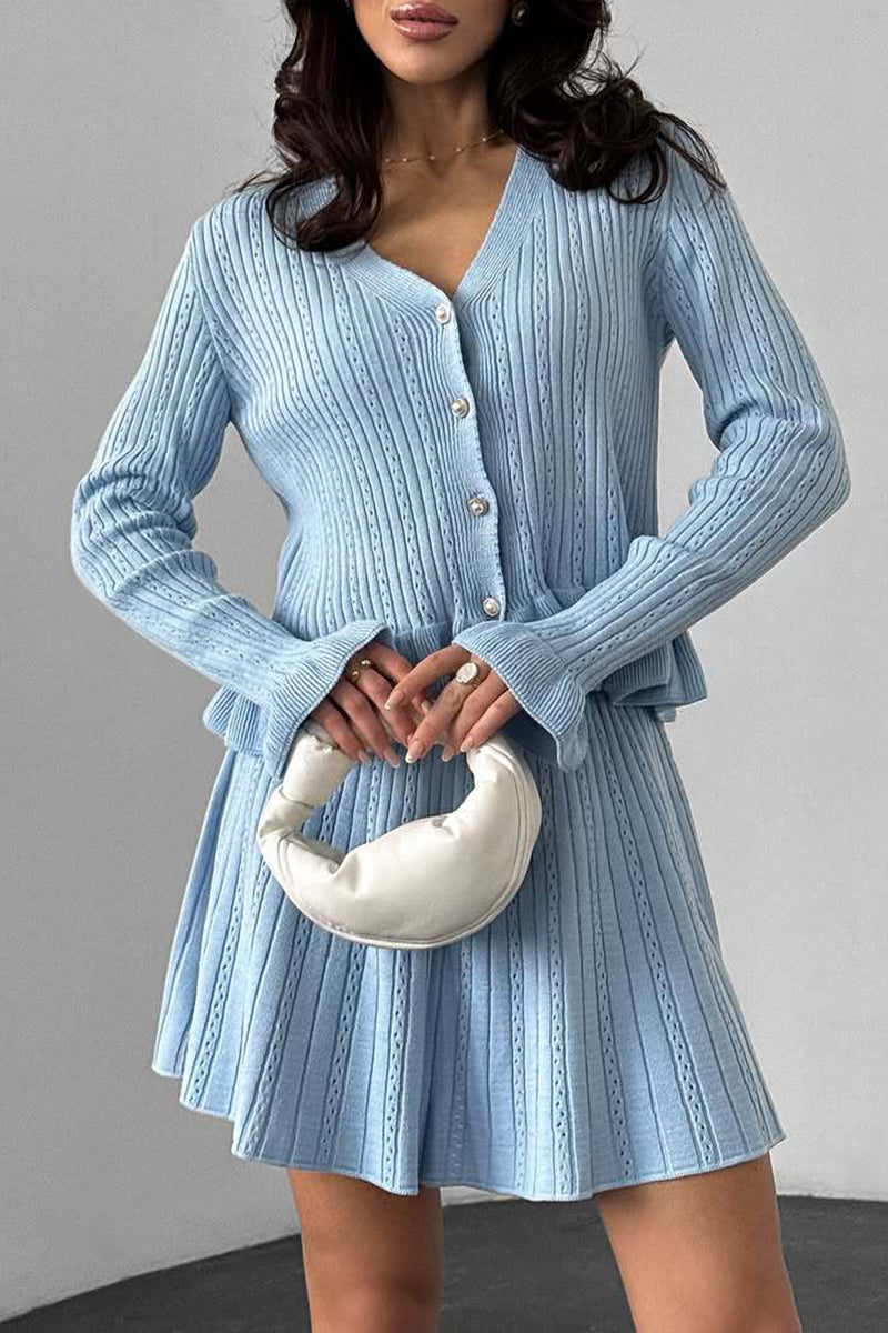 Chic Cardigan and Skirt Combo
