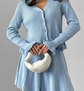 Chic Cardigan and Skirt Combo