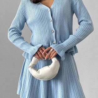 Chic Cardigan and Skirt Combo