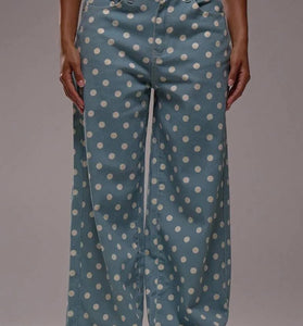 Polka Dot High-Waist Straight Jeans